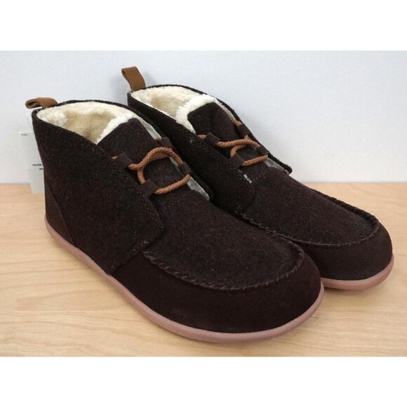 Lands New Lands End Brown Lace Up Faux Fur Lined Bootie Ankle Boots Size 9B